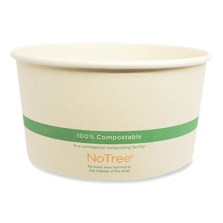 World Centric No Tree Wide Paper Bowls, 32 oz, 5.9 in. Diameter x 3.1 in. h, Natural, Sugarcane, 300PK BO-NT-32W